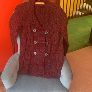 Style & Co. Maroon Double-Breasted Pea Coat